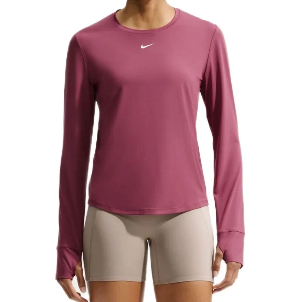 Женская теннисная футболка Nike One Classic Dri-Fit Long-Sleeve - pink smoke/white