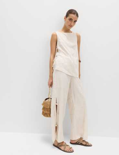Широкие брюки из смесовой льняной ткани T57004254 - Marks & Spencer