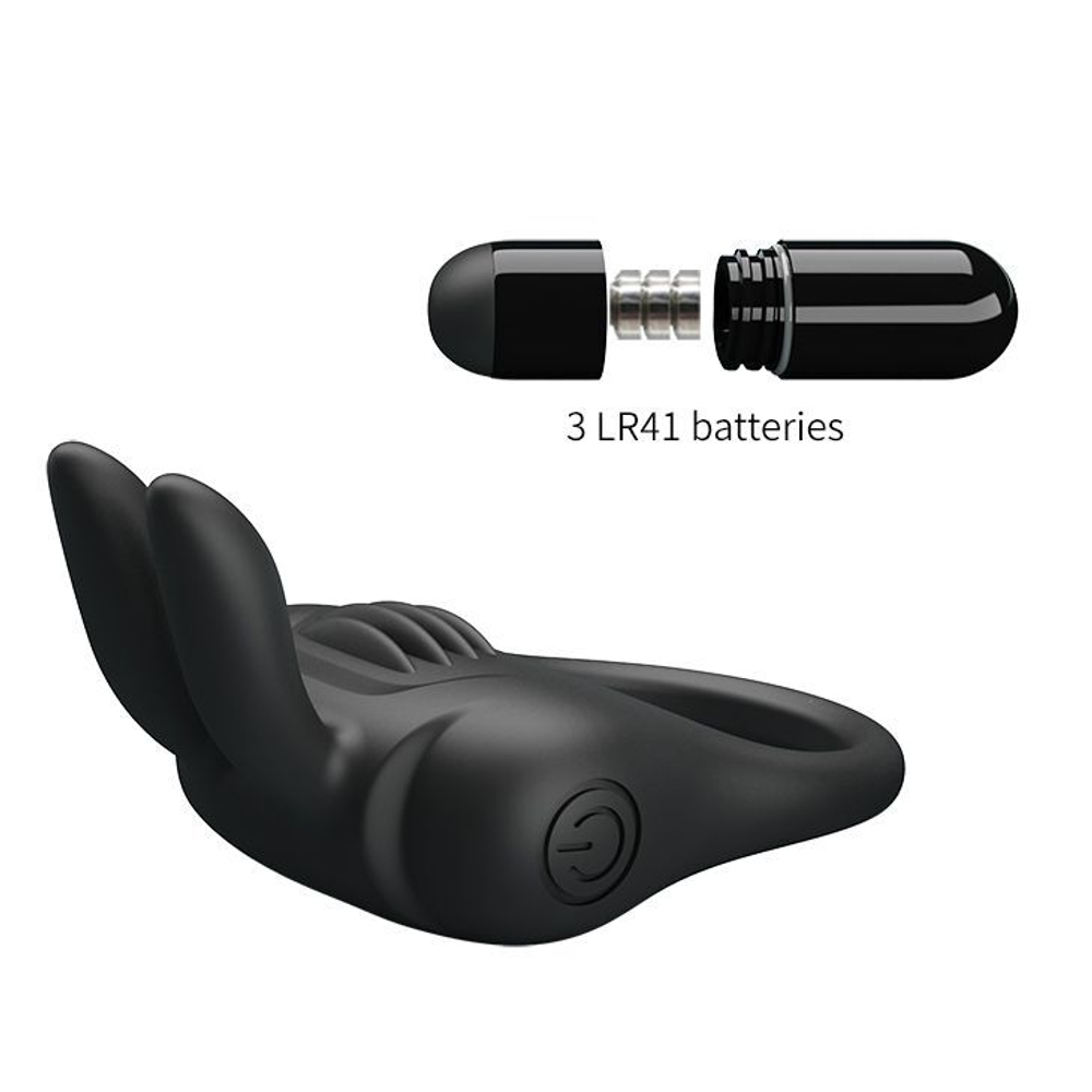 Черное эрекционное кольцо с вибрацией Davion (Цвет: черный)