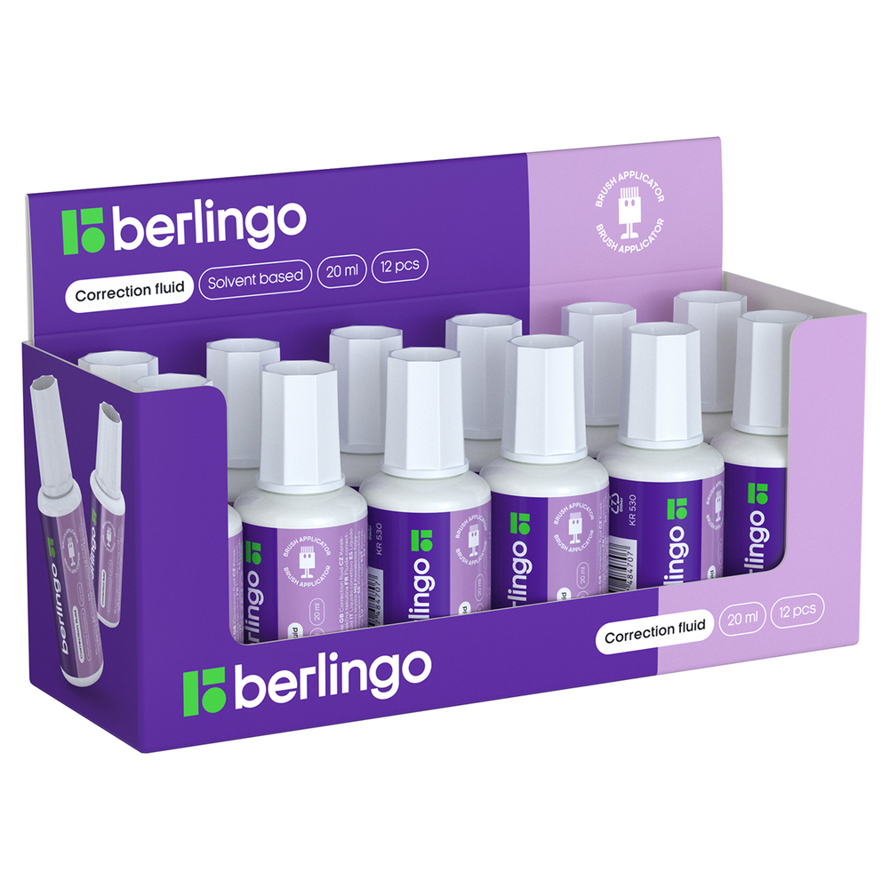 Корректирующая жидкость Berlingo, 20мл, на химической основе, с кистью