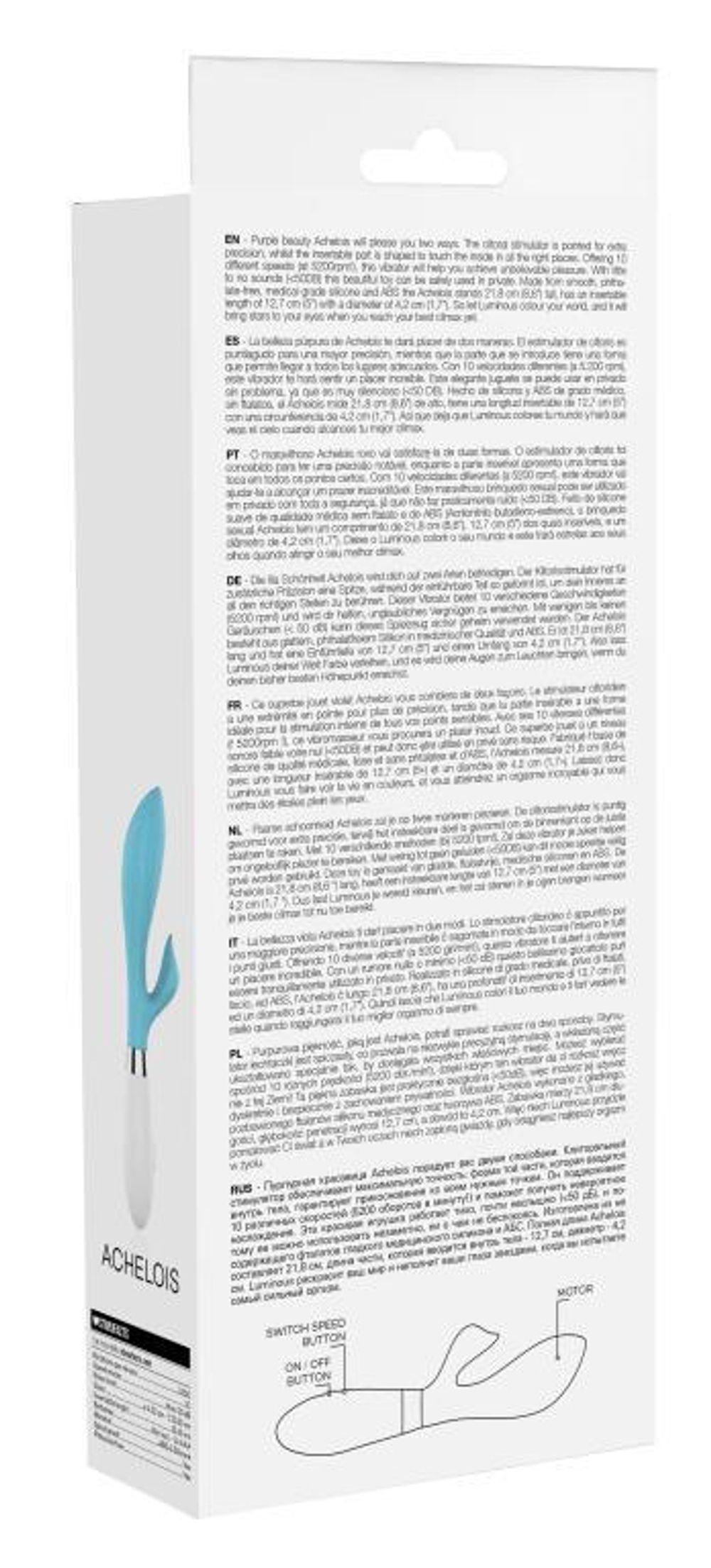 Бирюзовый вибратор-кролик Achelois - 21,8 см. (Цвет: бирюзовый)