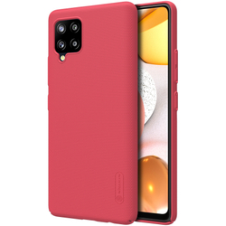 Тонкий жесткий чехол красного цвета для Samsung Galaxy A42 5G и M42 5G от Nillkin серии Super Frosted Shield