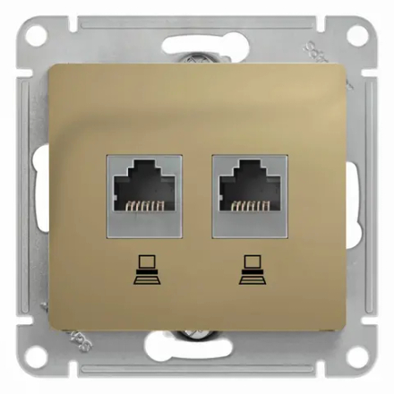 GLOSSA РОЗЕТКА двойная компьютерная RJ45+RJ45 кат. 5e, механизм, ТИТАН