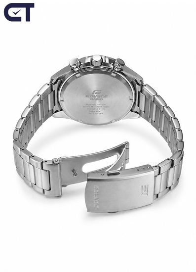CASIO EFR-571D-1AVUDF EDIFICE мужские наручные часы — крупный стальной хронограф с чёрным циферблатом