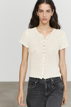 Massimo Dutti Вязаный кардиган, кремовый
