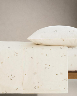 ZARA HOME ДЕТСКИЙ ПОДОДЕЯЛЬНИК С ПРИНТОМ, ЖЕЛТОВАТО-БЕЛЫЙ