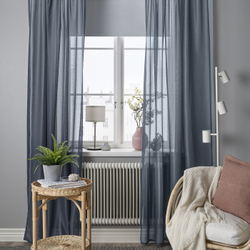 IKEA STENFRÖ  (ИКЕА СТЕНФРЁ)  -  Гардины, 2 шт. - тёмно-синий/на шторной ленте 145х300 см