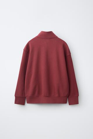 ZARA ТОЛСТОВКА С МОЛНИЕЙ И НАДПИСЬЮ, ГРАНАТОВЫЙ