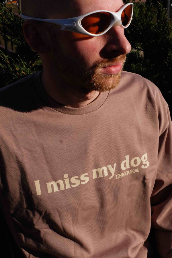 Лонгслив I miss my dog Grey Beige - фото 2