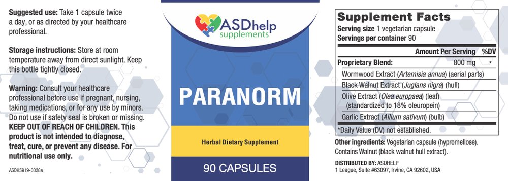 PARANORM parasite cleanse — этикетка (Supplement Facts)