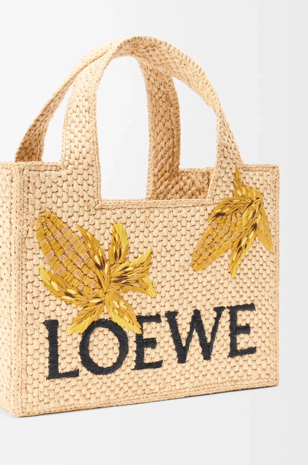 Loewe Маленькая сумка-тоут Font из рафии, натуральный/горчичный