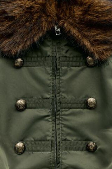 ZARA НЕЙЛОНОВЫЙ БОМБЕР С МЕХОВЫМ ВОРОТНИКОМ — ZW COLLECTION, МЯГКИЙ ЗЕЛЕНЫЙ