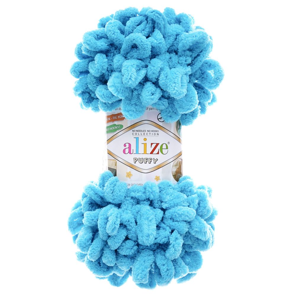 Пряжа Alize (Ализе) Puffy / уп.5 мот. по 100 г, 9м, 016 голубой сочи A