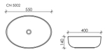 Умывальник чаша накладная овальная Элемент (Element) 550x400x140мм