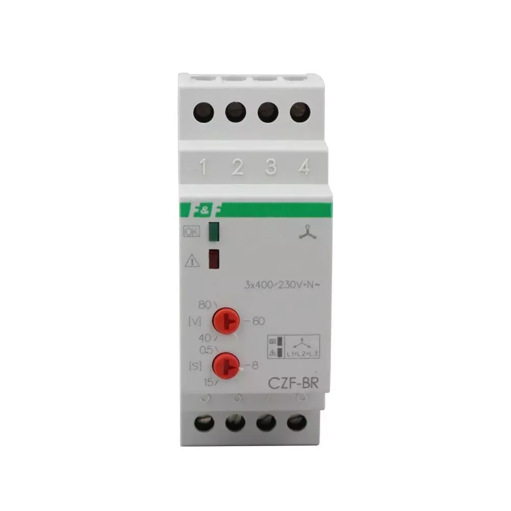Реле контроля наличия фаз CZF-2BR 3х400/230+N 8А 1Z IP20 регулировка порога отключения