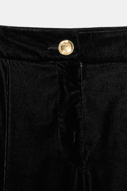 ZARA БАРХАТНЫЕ БРЮКИ ПАЛАЦЦО, ЧЕРНЫЙ