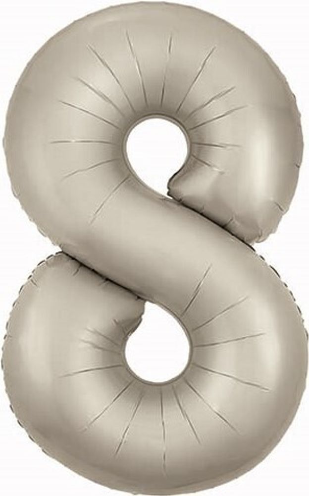 Шар (40''/102 см) Цифра, 8 Slim, Мистик, Кремовый, Сатин, 1 шт. в уп.
