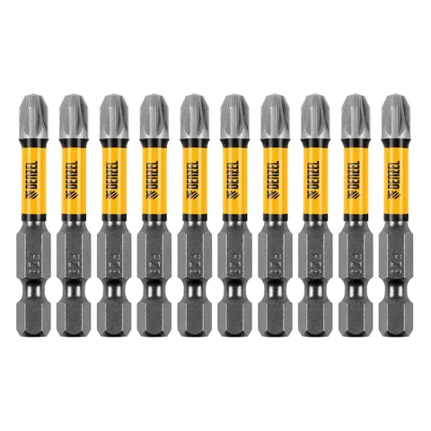 Бита IMPACT, PZ3x50 мм, лазерная обработка шлица, сталь S2, 10 шт., Е 6,3 Denzel