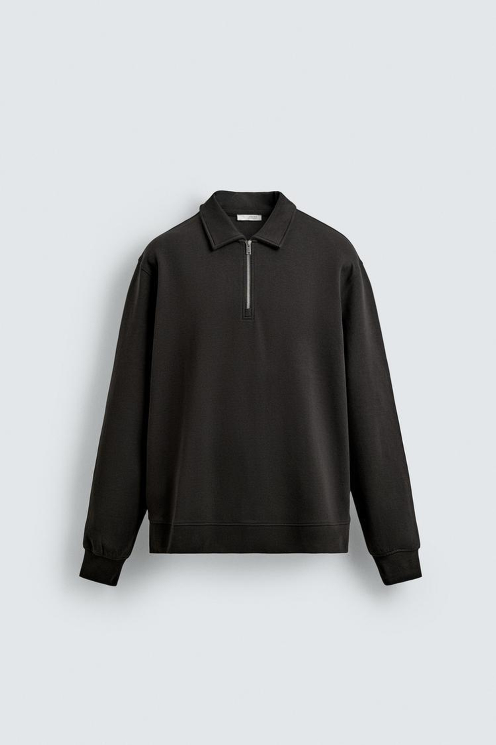 ZARA ТОЛСТОВКА-ПОЛО INTERLOCK НА МОЛНИИ, СЕРО-КОРИЧНЕВЫЙ