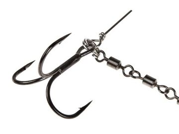 Остнаска стал. Lucky John STINGER POWER CHAIN 3,5+8,0cm, оснащ. тройниками №03/0+№3/0 1шт.