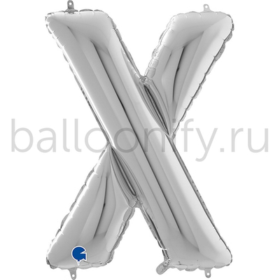 Фольгированная фигура, Буква Х 66 см Silver