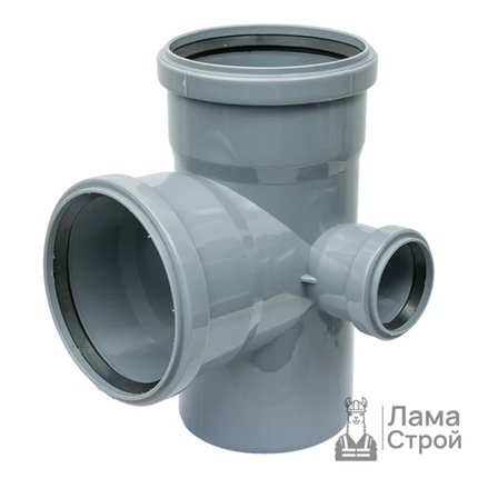 Крестовина ПВХ 110 × 110 × 50/90 двухплоскостная безнапорная правая серая