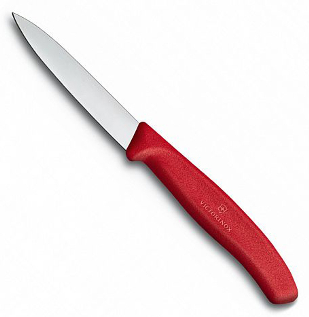 Нож Victorinox для овощей, 8 см, с заострённым кончиком, красный