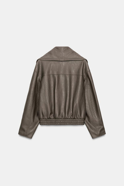 ZARA КУРТКА ИЗ ИСКУССТВЕННОЙ КОЖИ — ZW COLLECTIO, СЕРЫЙ