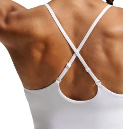 Женский топ теннисный Nike One Medium Support Padded Adjustable Sports Bra Tank - white/black