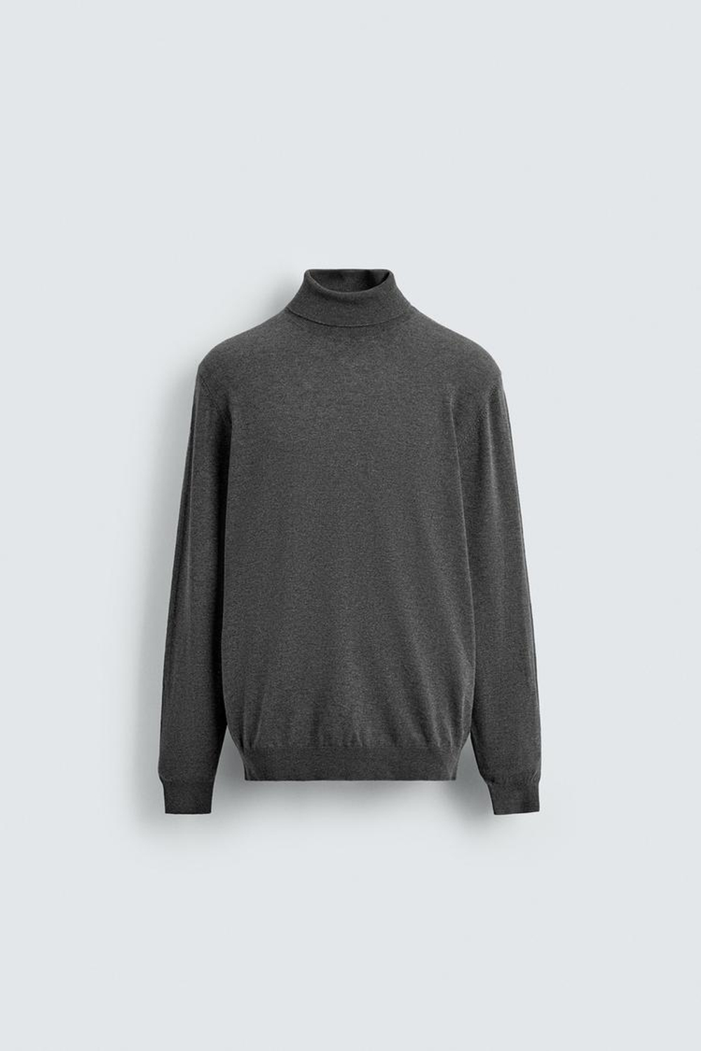 ZARA БАЗОВЫЙ ДЖЕМПЕР С ВЫСОКИМ ВОРОТНИКОМ, СЕРЫЙ МЕЛАНЖ