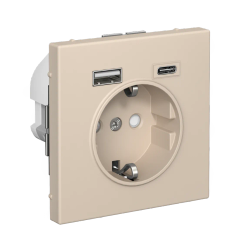 ARTGALLERY РОЗЕТКА 16А с 2 USB A+C, 5В/2,4А/3,0А, 2х5В/1,5А, механизм, ПЕСОЧНЫЙ