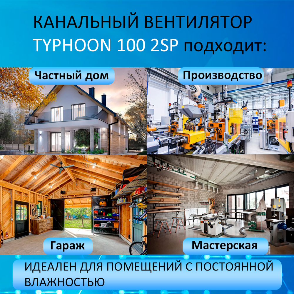Канальный осевой вентилятор, две скорости TYPHOON 100 2SP, D100
