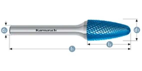 Борфреза твердосплавная Karnasch форма G, 3х14х3х38 мм, насечка HP-4, без покрытия, арт. 11.3062-015