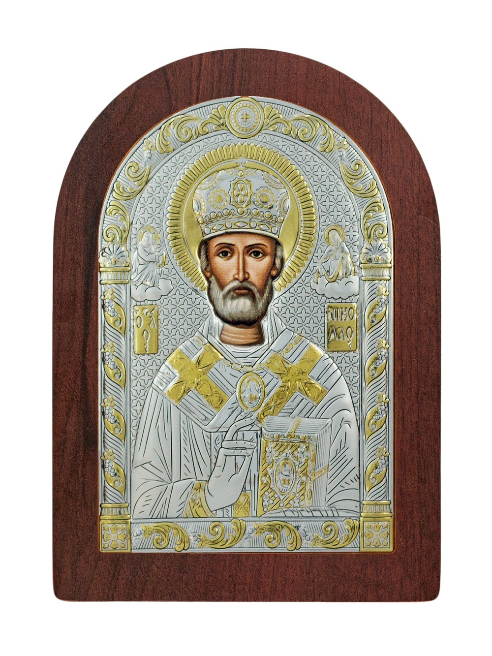 Николай Чудотворец, икона арочная, красное дерево 120х160