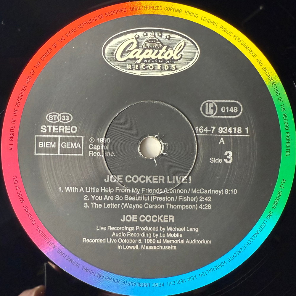 Joe Cocker - Joe Cocker Live! 2LP (Европа 1990г.)