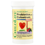 ChildLife Essentials, Пробиотик с молозивом, смесь ягод, 90 жевательных таблеток