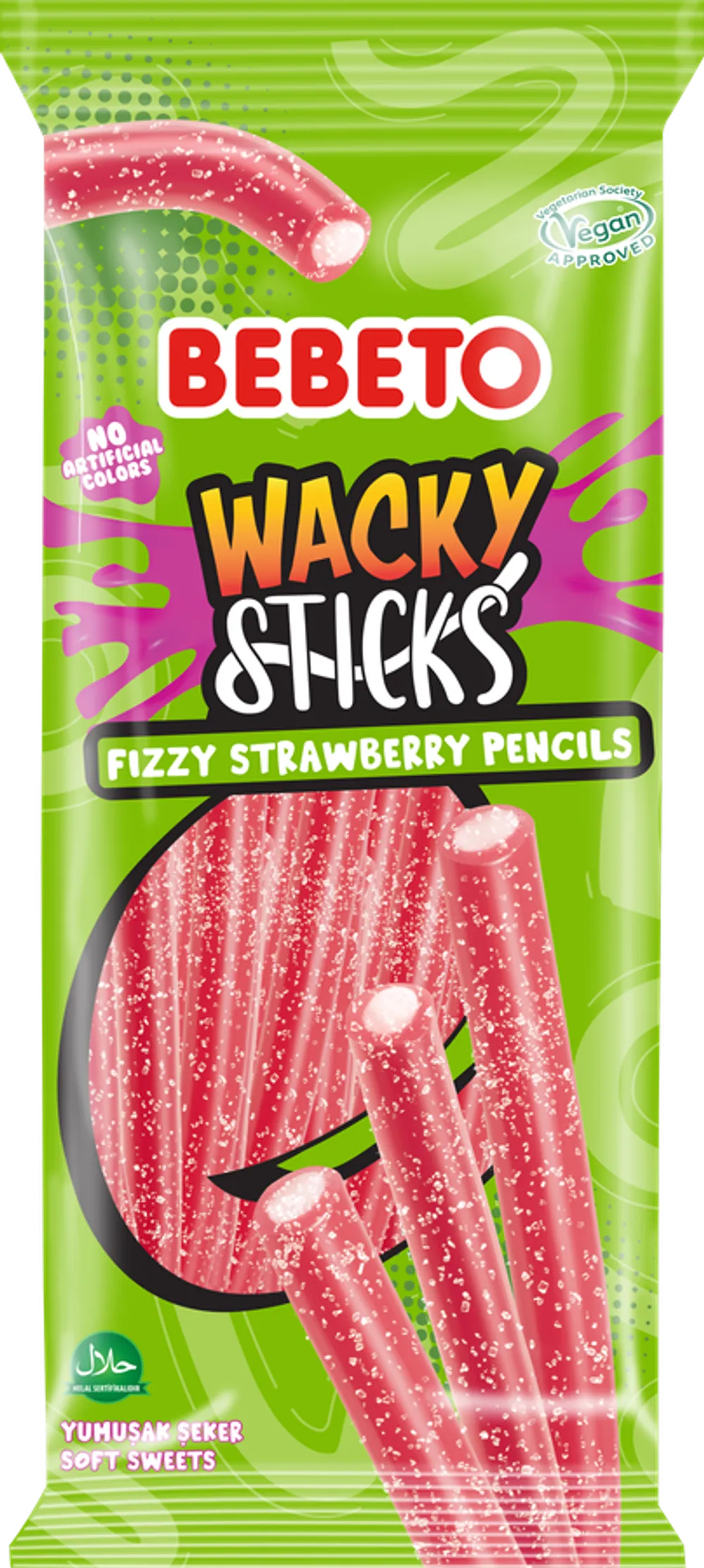 Мармелад BEBETO WACKY STICKS  FIZZY STRAWBERRY PENCILS клубника 160г