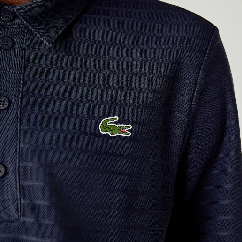 Мужское теннисное поло Lacoste Men's SPORT Textured Breathable Golf Polo Shirt - navy blue