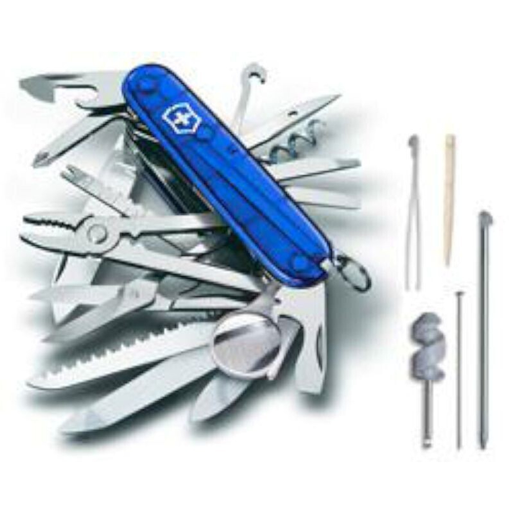 Нож Victorinox SwissChamp, 91 мм, 33 функции, полупрозрачный синий, 1.6795.T2