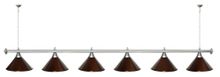 Лампа STARTBILLIARDS 6 пл. (плафоны антик медь,штанга зеленая,фурнитура золото)