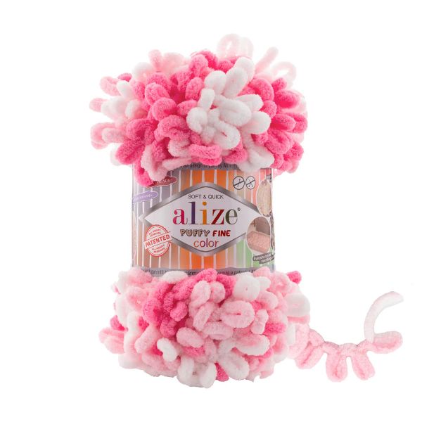 Пряжа Alize (Ализе) Puffy Fine Color / уп.5 мот. по 100 г, 14,5 м, 6383