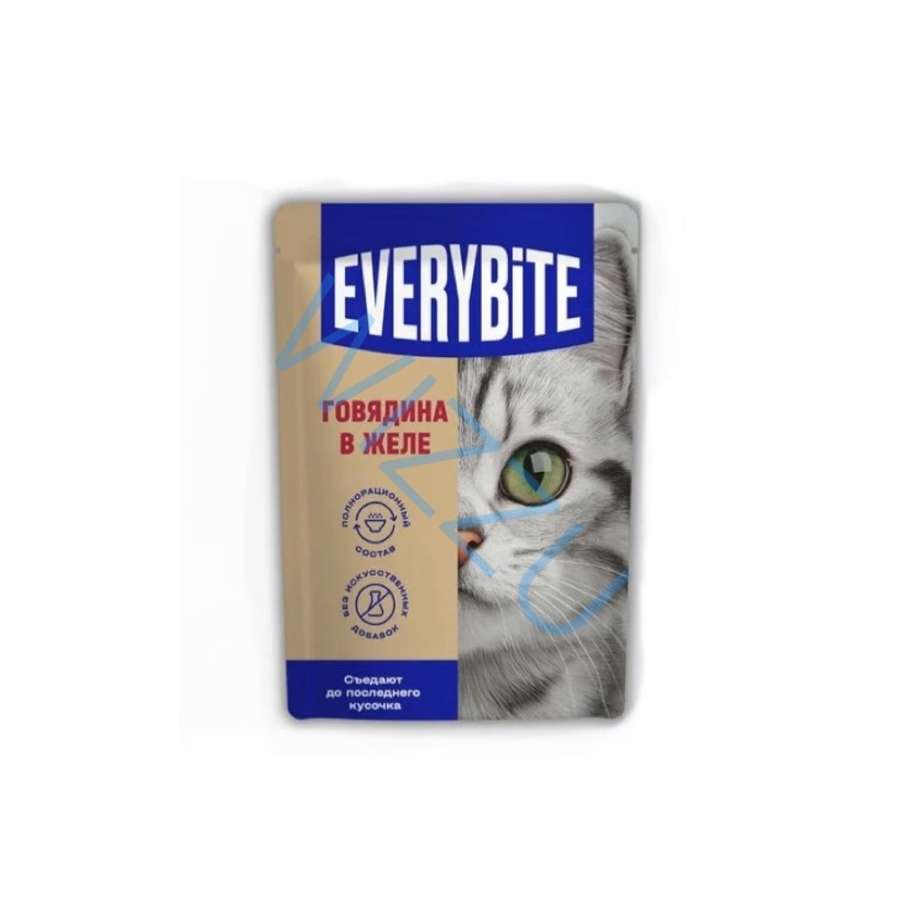 Корм для кошек влажный Everybite говядина в желе 75г