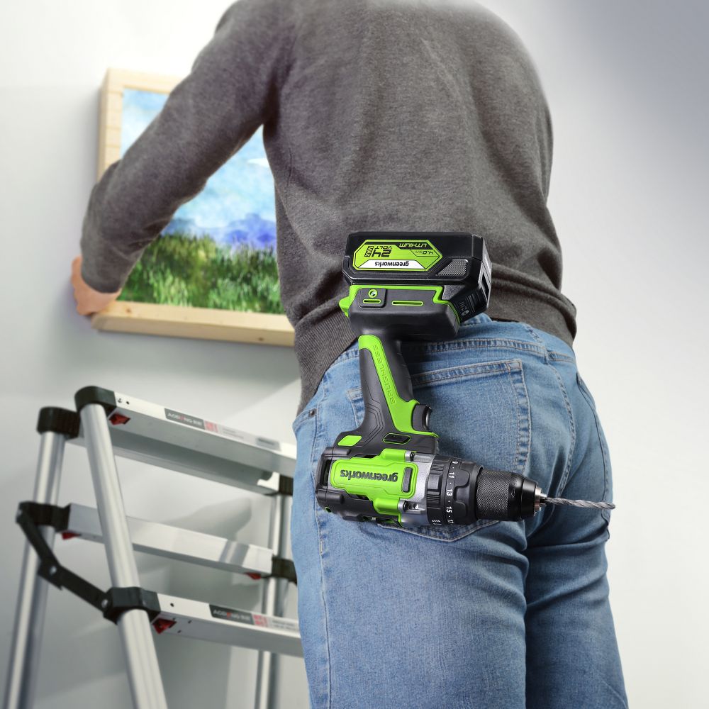 Дрель-шуруповерт ударная акк. Greenworks GD24DD140, 24V,б/щет,70/140Нм,Anti-kickback,2x4Ач,ЗУ,кор (3707607CUD)