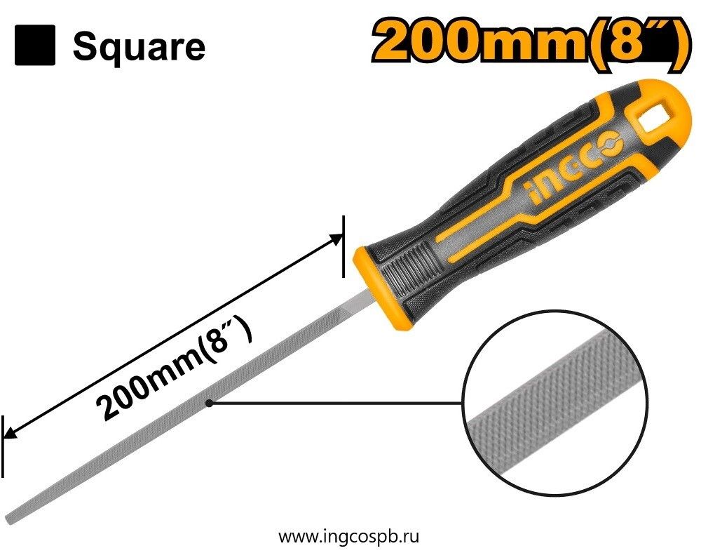 Напильник квадратный 200 мм INGCO HSSF088 INDUSTRIAL