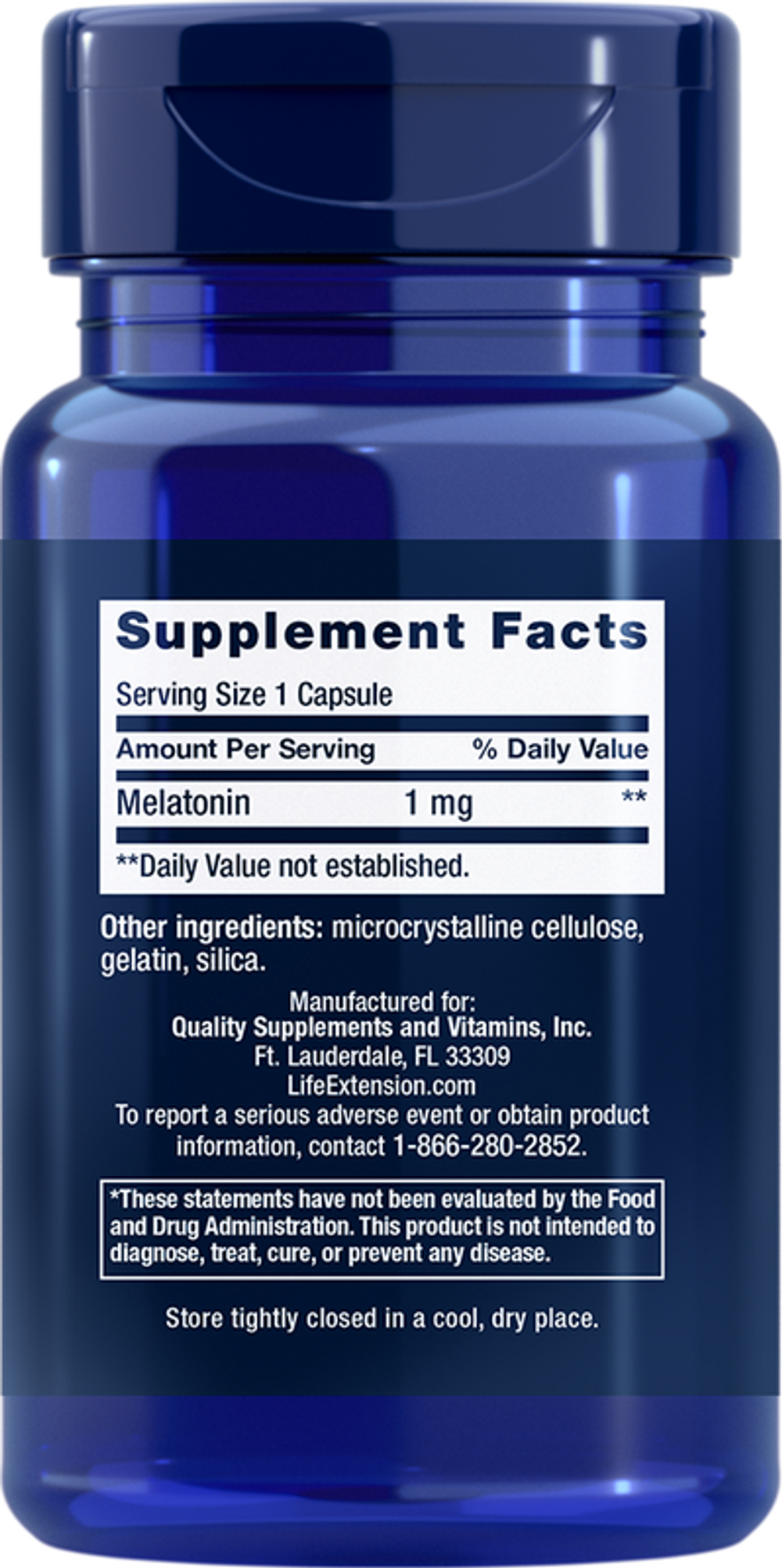Melatonin 1 мг 60 капсул Life Extension