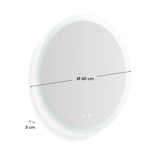 Круглое зеркало для ванной Mervi со LED подсветкой и защитой от запотевания Ø 60 см