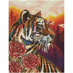 Almaz qaşlarla mozaika \ Алмазная мозаика \ Diamond painting Алмазная мозаика ТРИ СОВЫ "Тигр и розы", 30*40см, холст на деревянном подрамнике, картонная коробка