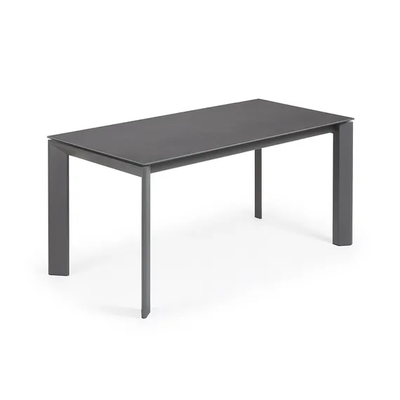 Раздвижной стол Axis 160-220x90 см, черная керамика, черный каркас