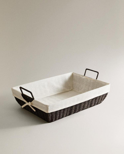 ZARA HOME КОРЗИНА С ТКАНЕВОЙ ПОДКЛАДКОЙ, КОРИЧНЕВЫЙ