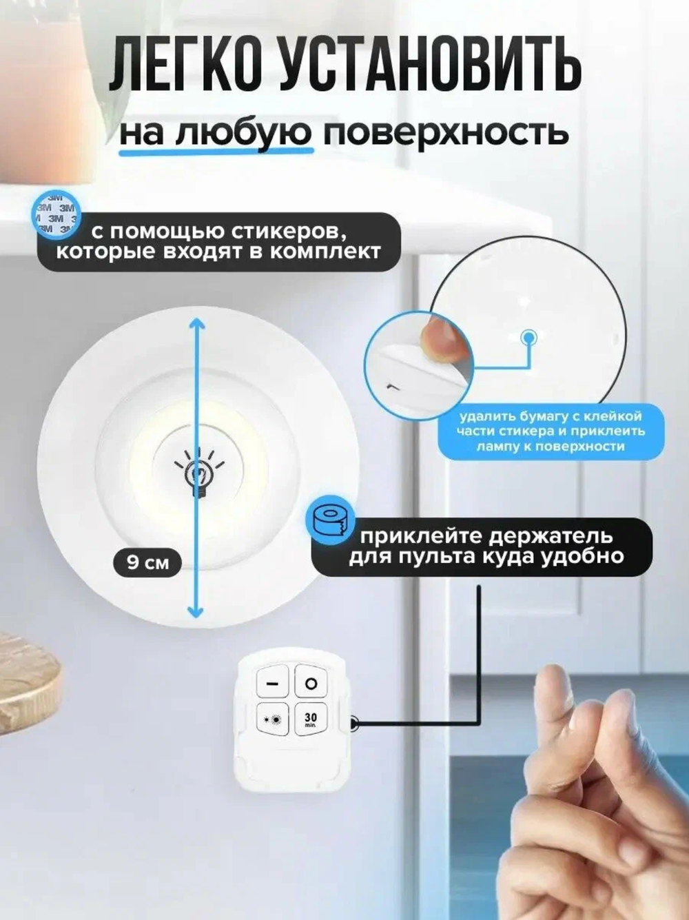 Светодиодный светильник / Светильник на батарейках / Подсветка с пультом / Luoweite